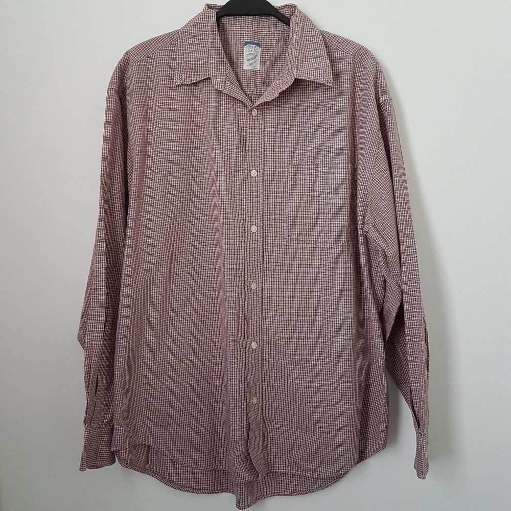 Old Navy Men Plaid Button Down Collar Shirt, L